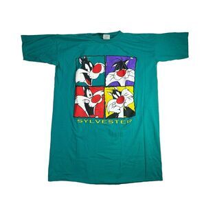 Vintage Sylvester Cat T-Shirt One Size Warner Bros Looney Tunes Night Sleep 1996